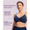 image:imageHSIA High Support Sports Bra for Women Full Coverage Unlined Large Bust Bra  Outside Underwire High Impact Lift Wider Mesh Racerback Adjustable Straps for Running HIIT amp Sports 2 Nipple CoversDark Blue