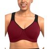 image:imageHSIA High Support Sports Bra for Women Full Coverage Unlined Large Bust Bra  Outside Underwire High Impact Lift Wider Mesh Racerback Adjustable Straps for Running HIIT amp Sports 2 Nipple CoversDull Red