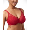 image:imageHSIA Minimizer Bras for Women Enchante Lace Underwire Bra for Heavy Breast  Full Coverage Breathable in Summer Plus Size Supportive Unlined Lifting Back Fat Smoothing Offer Natural Shape SoftCoral Red