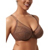 image:imageHSIA Minimizer Bras for Women Enchante Lace Underwire Bra for Heavy Breast  Full Coverage Breathable in Summer Plus Size Supportive Unlined Lifting Back Fat Smoothing Offer Natural Shape SoftCoffee Brown