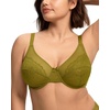 image:imageHSIA Minimizer Bras for Women Enchante Lace Underwire Bra for Heavy Breast  Full Coverage Breathable in Summer Plus Size Supportive Unlined Lifting Back Fat Smoothing Offer Natural Shape SoftMoss