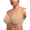 image:imageHSIA Minimizer Bras for Women Enchante Lace Underwire Bra for Heavy Breast  Full Coverage Breathable in Summer Plus Size Supportive Unlined Lifting Back Fat Smoothing Offer Natural Shape SoftAlmond Beige
