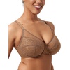 image:imageHSIA Minimizer Bras for Women Enchante Lace Underwire Bra for Heavy Breast  Full Coverage Breathable in Summer Plus Size Supportive Unlined Lifting Back Fat Smoothing Offer Natural Shape SoftCoffee