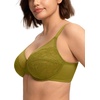 image:imageHSIA Minimizer Bras for Women Enchante Lace Underwire Bra for Heavy Breast  Full Coverage Breathable in Summer Plus Size Supportive Unlined Lifting Back Fat Smoothing Offer Natural Shape SoftMoss