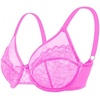 image:imageHSIA Minimizer Bras for Women Enchante Lace Underwire Bra for Heavy Breast  Full Coverage Breathable in Summer Plus Size Supportive Unlined Lifting Back Fat Smoothing Offer Natural Shape SoftHot Pink