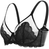 image:imageHSIA Minimizer Bras for Women Full Coverage Underwire Lace Mermaid Scales  Plussize fit unlined underwire support nonstretch lace and mesh backsmoothing band wide straps sizes 3248 CIBlack