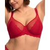image:imageHSIA Minimizer Bras for Women Full Coverage Underwire Lace Mermaid Scales  Plussize fit unlined underwire support nonstretch lace and mesh backsmoothing band wide straps sizes 3248 CICoral Red