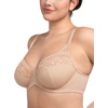 image:imageHSIA Minimizer Bras for Women Full Coverage Underwire Lace Mermaid Scales  Plussize fit unlined underwire support nonstretch lace and mesh backsmoothing band wide straps sizes 3248 CISoft Beige