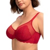 image:imageHSIA Minimizer Bras for Women Full Coverage Underwire Lace Mermaid Scales  Plussize fit unlined underwire support nonstretch lace and mesh backsmoothing band wide straps sizes 3248 CICoral Red