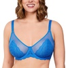 image:imageHSIA Minimizer Bras for Women Full Coverage Underwire Lace Mermaid Scales  Plussize fit unlined underwire support nonstretch lace and mesh backsmoothing band wide straps sizes 3248 CIMarine Blue