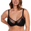 image:imageHSIA Minimizer Bras for Women Full Coverage Underwire Lace Mermaid Scales  Plussize fit unlined underwire support nonstretch lace and mesh backsmoothing band wide straps sizes 3248 CIBlack