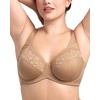 image:imageHSIA Minimizer Bras for Women Full Coverage Underwire Lace Mermaid Scales  Plussize fit unlined underwire support nonstretch lace and mesh backsmoothing band wide straps sizes 3248 CIDark Beige