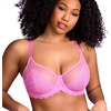 image:imageHSIA Minimizer Bras for Women Full Coverage Underwire Lace Mermaid Scales  Plussize fit unlined underwire support nonstretch lace and mesh backsmoothing band wide straps sizes 3248 CIMedium Pink