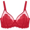 image:imageHSIA Minimizer Bras for Women Full Coverage Underwire Lace Mermaid Scales  Plussize fit unlined underwire support nonstretch lace and mesh backsmoothing band wide straps sizes 3248 CICoral Red