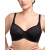 image:imageHSIA Minimizer Bras for Women Full Coverage Underwire Lace Mermaid Scales  Plussize fit unlined underwire support nonstretch lace and mesh backsmoothing band wide straps sizes 3248 CISoft Black