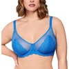 image:imageHSIA Minimizer Bras for Women Full Coverage Underwire Lace Mermaid Scales  Plussize fit unlined underwire support nonstretch lace and mesh backsmoothing band wide straps sizes 3248 CIMarine Blue