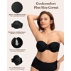 image:imageHSIA Strapless Bra for Women Large Breasts Plus Size Minimizer Longline  Push Up Supportive Underwire Long Line Corset Wide Band Back Fat Smoothing Balconette Minimizing Bustier for Big BustBlack Tone