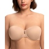 image:imageHSIA Strapless Bra for Women Large Breasts Plus Size Minimizer Longline  Push Up Supportive Underwire Long Line Corset Wide Band Back Fat Smoothing Balconette Minimizing Bustier for Big BustAlmond Beige