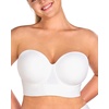 image:imageHSIA Strapless Bra for Women Large Breasts Plus Size Minimizer Longline  Push Up Supportive Underwire Long Line Corset Wide Band Back Fat Smoothing Balconette Minimizing Bustier for Big BustWhite Solid