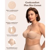 image:imageHSIA Strapless Bra for Women Large Breasts Plus Size Minimizer Longline  Push Up Supportive Underwire Long Line Corset Wide Band Back Fat Smoothing Balconette Minimizing Bustier for Big BustAlmond Beige