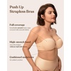 image:imageHSIA Strapless Bra for Women Large Breasts Plus Size Minimizer Longline  Push Up Supportive Underwire Long Line Corset Wide Band Back Fat Smoothing Balconette Minimizing Bustier for Big BustBeige Tone