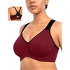 image:imageHSIA High Support Sports Bra for Women Full Coverage Unlined Large Bust Bra  Outside Underwire High Impact Lift Wider Mesh Racerback Adjustable Straps for Running HIIT amp Sports 2 Nipple CoversDull Red