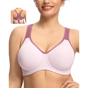 image:imageHSIA High Support Sports Bra for Women Full Coverage Unlined Large Bust Bra  Outside Underwire High Impact Lift Wider Mesh Racerback Adjustable Straps for Running HIIT amp Sports 2 Nipple CoversLight Purple