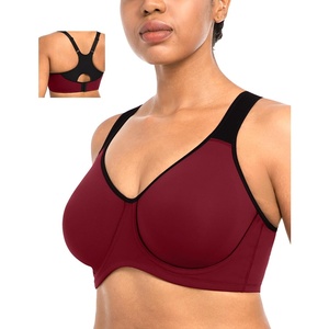 image:imageHSIA High Support Sports Bra for Women Full Coverage Unlined Large Bust Bra  Outside Underwire High Impact Lift Wider Mesh Racerback Adjustable Straps for Running HIIT amp Sports 2 Nipple CoversDull Red