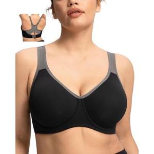 image:imageHSIA High Support Sports Bra for Women Full Coverage Unlined Large Bust Bra  Outside Underwire High Impact Lift Wider Mesh Racerback Adjustable Straps for Running HIIT amp Sports 2 Nipple CoversBlack