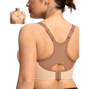 image:imageHSIA High Support Sports Bra for Women Full Coverage Unlined Large Bust Bra  Outside Underwire High Impact Lift Wider Mesh Racerback Adjustable Straps for Running HIIT amp Sports 2 Nipple CoversLight Beige