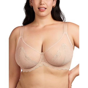 image:imageHSIA Minimizer Bras for Women Full Coverage Underwire Lace Mermaid Scales  Plussize fit unlined underwire support nonstretch lace and mesh backsmoothing band wide straps sizes 3248 CILight Pink