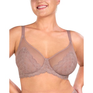 image:imageHSIA Minimizer Bras for Women Full Coverage Underwire Lace Mermaid Scales  Plussize fit unlined underwire support nonstretch lace and mesh backsmoothing band wide straps sizes 3248 CIBrown Purple