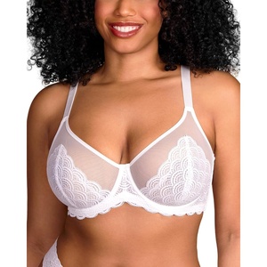 image:imageHSIA Minimizer Bras for Women Full Coverage Underwire Lace Mermaid Scales  Plussize fit unlined underwire support nonstretch lace and mesh backsmoothing band wide straps sizes 3248 CIWhite
