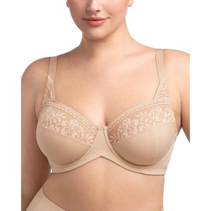 image:imageHSIA Minimizer Bras for Women Full Coverage Underwire Lace Mermaid Scales  Plussize fit unlined underwire support nonstretch lace and mesh backsmoothing band wide straps sizes 3248 CISoft Beige