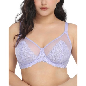 image:imageHSIA Minimizer Bras for Women Full Coverage Underwire Lace Mermaid Scales  Plussize fit unlined underwire support nonstretch lace and mesh backsmoothing band wide straps sizes 3248 CIPurple
