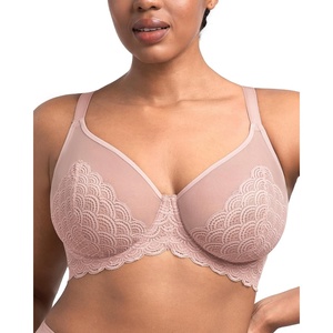 image:imageHSIA Minimizer Bras for Women Full Coverage Underwire Lace Mermaid Scales  Plussize fit unlined underwire support nonstretch lace and mesh backsmoothing band wide straps sizes 3248 CIDark Pink