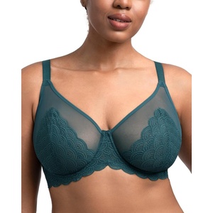 image:imageHSIA Minimizer Bras for Women Full Coverage Underwire Lace Mermaid Scales  Plussize fit unlined underwire support nonstretch lace and mesh backsmoothing band wide straps sizes 3248 CIBalsam Blue