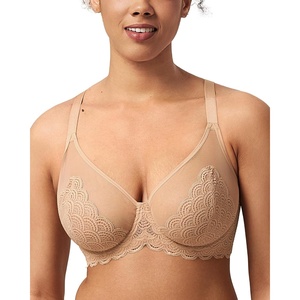 image:imageHSIA Minimizer Bras for Women Full Coverage Underwire Lace Mermaid Scales  Plussize fit unlined underwire support nonstretch lace and mesh backsmoothing band wide straps sizes 3248 CINatural Nude