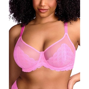 image:imageHSIA Minimizer Bras for Women Full Coverage Underwire Lace Mermaid Scales  Plussize fit unlined underwire support nonstretch lace and mesh backsmoothing band wide straps sizes 3248 CIMedium Pink