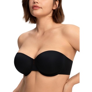 image:imageHSIA Strapless Bra for Women Large Breasts Plus Size Minimizer Longline  Push Up Supportive Underwire Long Line Corset Wide Band Back Fat Smoothing Balconette Minimizing Bustier for Big BustBlack Tone