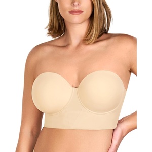 image:imageHSIA Strapless Bra for Women Large Breasts Plus Size Minimizer Longline  Push Up Supportive Underwire Long Line Corset Wide Band Back Fat Smoothing Balconette Minimizing Bustier for Big BustBeige