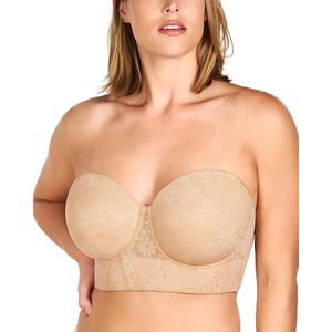 image:imageHSIA Strapless Bra for Women Large Breasts Plus Size Minimizer Longline  Push Up Supportive Underwire Long Line Corset Wide Band Back Fat Smoothing Balconette Minimizing Bustier for Big BustLace Natural Nude