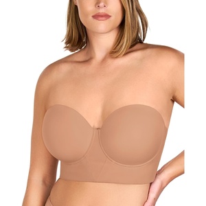 image:imageHSIA Strapless Bra for Women Large Breasts Plus Size Minimizer Longline  Push Up Supportive Underwire Long Line Corset Wide Band Back Fat Smoothing Balconette Minimizing Bustier for Big BustDark Beige