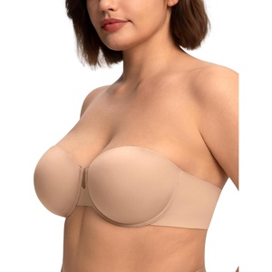 image:imageHSIA Strapless Bra for Women Large Breasts Plus Size Minimizer Longline  Push Up Supportive Underwire Long Line Corset Wide Band Back Fat Smoothing Balconette Minimizing Bustier for Big BustAlmond Beige