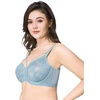 image:imageHSIA Minimizer Bras for Women Unlined Underwire Lace Bras for Large Breasts  Full Coverage Plus Size Support Lift Breathable Everyday Essentials Soft Back Smoothing Wide Straps Sizes 3246 CIGrey Blue