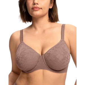 image:imageHSIA Minimizer Bras for Women Full Coverage Seamless Lace Unlined Lift Bra  Underwire Comfortable in Summer Womens TShirt Bra Plus Size Supportive for Heavy Breast Back Smoothing Minimizing SoftDark Brown Purple