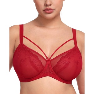 image:imageHSIA Minimizer Bras for Women Unlined Underwire Lace Bras for Large Breasts  Full Coverage Plus Size Support Lift Breathable Everyday Essentials Soft Back Smoothing Wide Straps Sizes 3246 CIChristmascoral Red