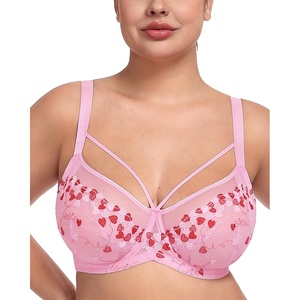 image:imageHSIA Minimizer Bras for Women Unlined Underwire Lace Bras for Large Breasts  Full Coverage Plus Size Support Lift Breathable Everyday Essentials Soft Back Smoothing Wide Straps Sizes 3246 CIChristmasblush Pink