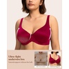 image:imageHSIA Minimizer Bras for Women Plus Size Unlined Tshirt Bra for Large Breast  CoolComfort in Summer Everyday Bra Full Coverage Underwire Supportive Seamless Back Fat Smoothing Offer Natural ShapeBurgundy