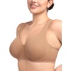 image:imageHSIA Minimizer Bras for Women Plus Size Unlined Tshirt Bra for Large Breast  CoolComfort in Summer Everyday Bra Full Coverage Underwire Supportive Seamless Back Fat Smoothing Offer Natural ShapeDark Beige